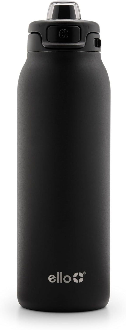 Ello Pop & Fill Stainless Steel Water Bottle with Quick Fill Technology, Double Walled Vacuum Insulated Metal, Leak Proof Locking Lid, Sip & Chug, BPA Free, Holiday Gift for Him Her, 22oz, 32oz, 40oz