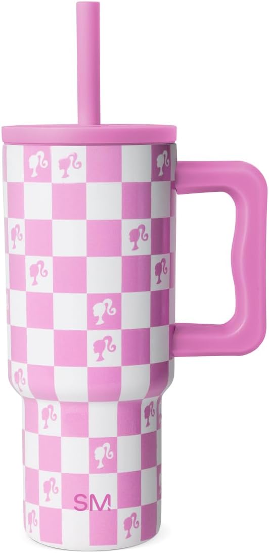 Simple Modern Barbie Kids 24 oz Tumbler with Handle and Silicone Straw Lid | Spill Proof Leak Resistant | Reusable Stainless Steel Bottle | Gift Kids Boys Girls | Trek Collection | Barbie Checkmate
