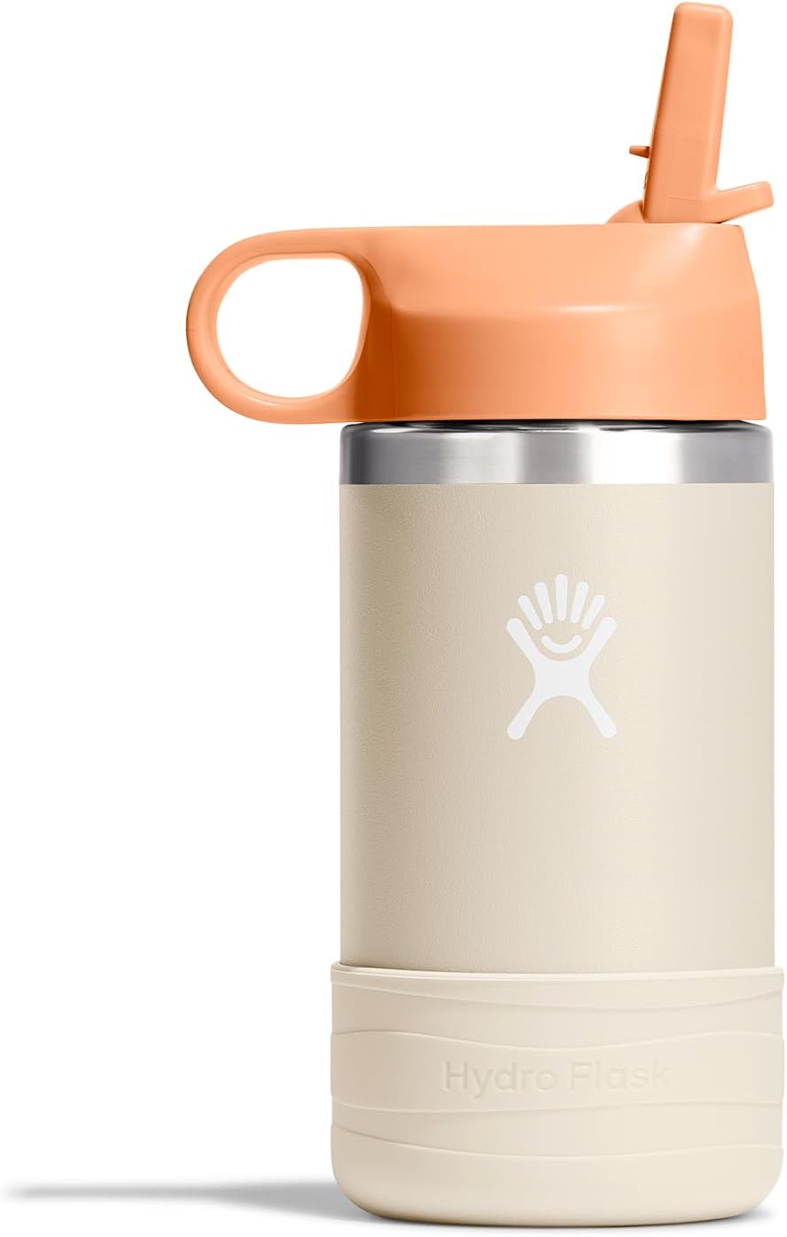Hydro Flask Kids Water Bottle for School - Stainless Steel and Insulated with Straw Cap - 12 Oz Coconut