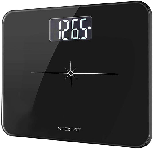 NUTRI FIT Extra-Wide/Ultra-Thick Digital Body Weight Bathroom Scale with 3 Inch Large Easy Read Backlit LCD Display Max Capacity 400lb Step-on Technology, Black