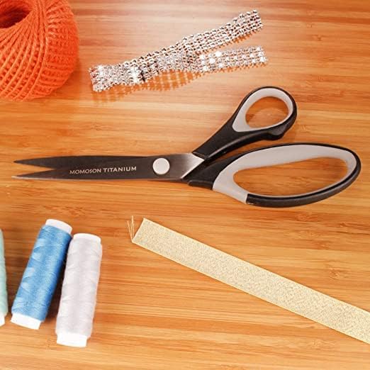 BambooMN Titanium Softgrip Scissors Set for Sewing, Arts, Crafts, Office - 30 Sets of 3 - Black w/Dark Grey Inlays