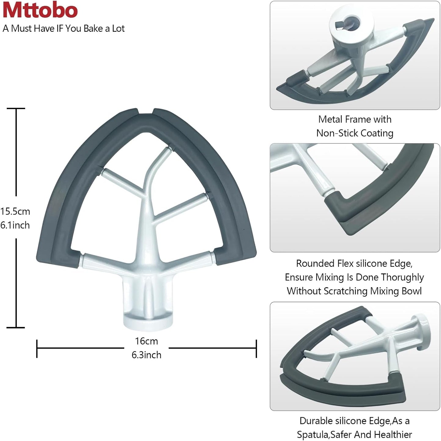 Flex Edge Beater for KitchenAid 4.5/5 QT Tilt Head Stand Mixer Kitchen Aid Mixer Accessory,With Silicone Edges For Kitchen Aid Accessories and Attachments