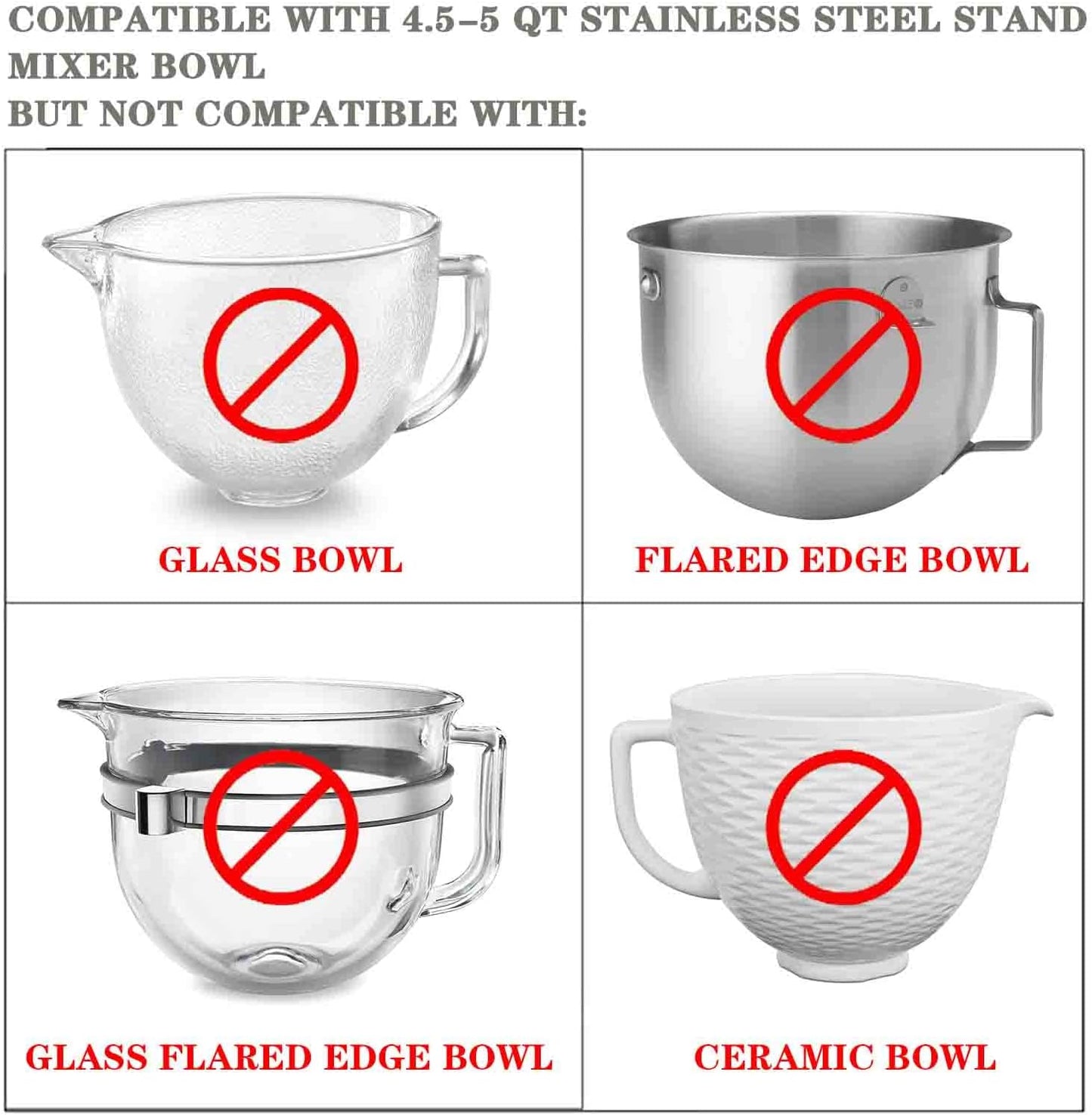 2 Pack Mixers Bowl Covers for KitchenAid 4.5-5 Quart Tilt-Head Stand Mixers Bowl Covers Lid