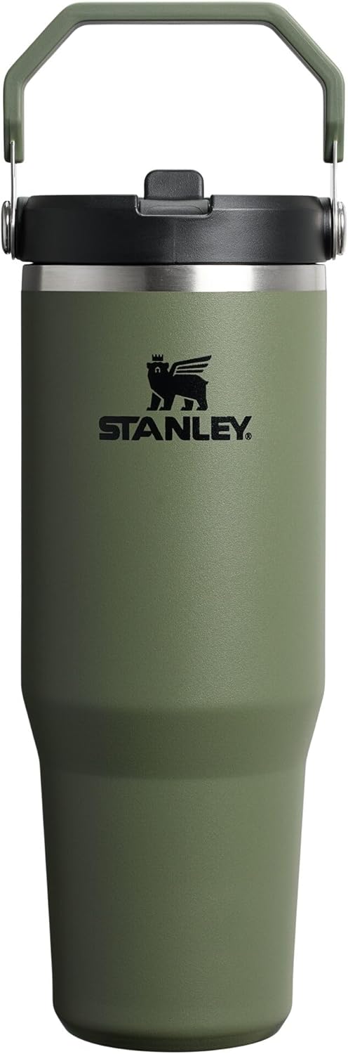 STANLEY IceFlow 2.0 Flip Straw Tumbler with Handle 30 oz | Twist On Lid and Flip Up Straw | Leak Resistant Water Bottle | Insulated Stainless Steel | BPA-Free | Dried Pine