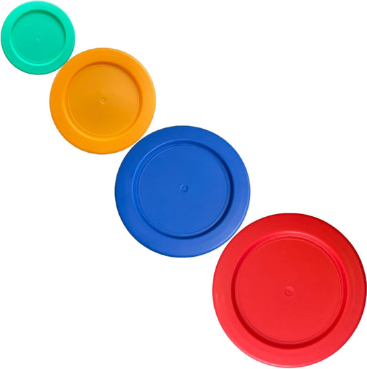 1, 2, 4 & 7 Cup Green, Orange, Blue, Red Replacement Lids/Covers for Pyrex, Anchor Hocking & KlareWare Storage Bowls *Lids Only Glass Container Not Included* (4 Pack *One of Each Size*)