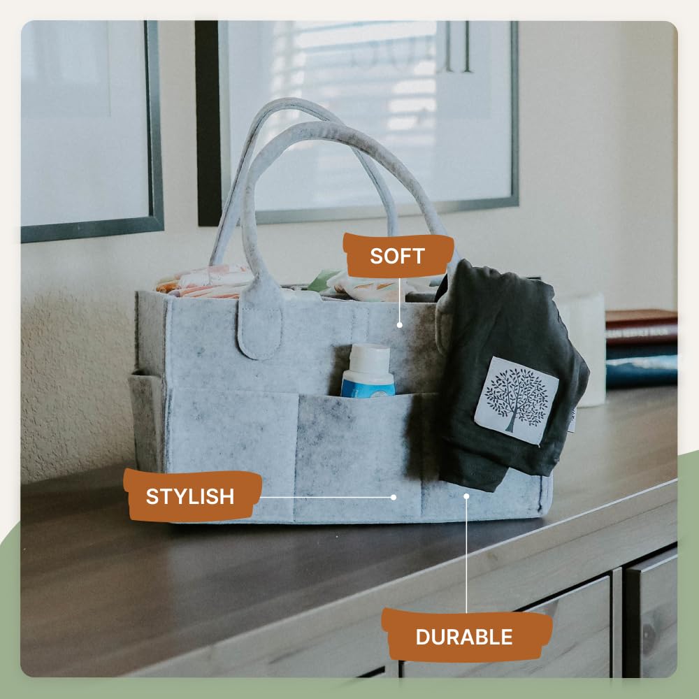 Parker Baby Diaper Caddy - Nursery Storage Bin and Car Organizer for Diapers and Baby Wipes - White, Large