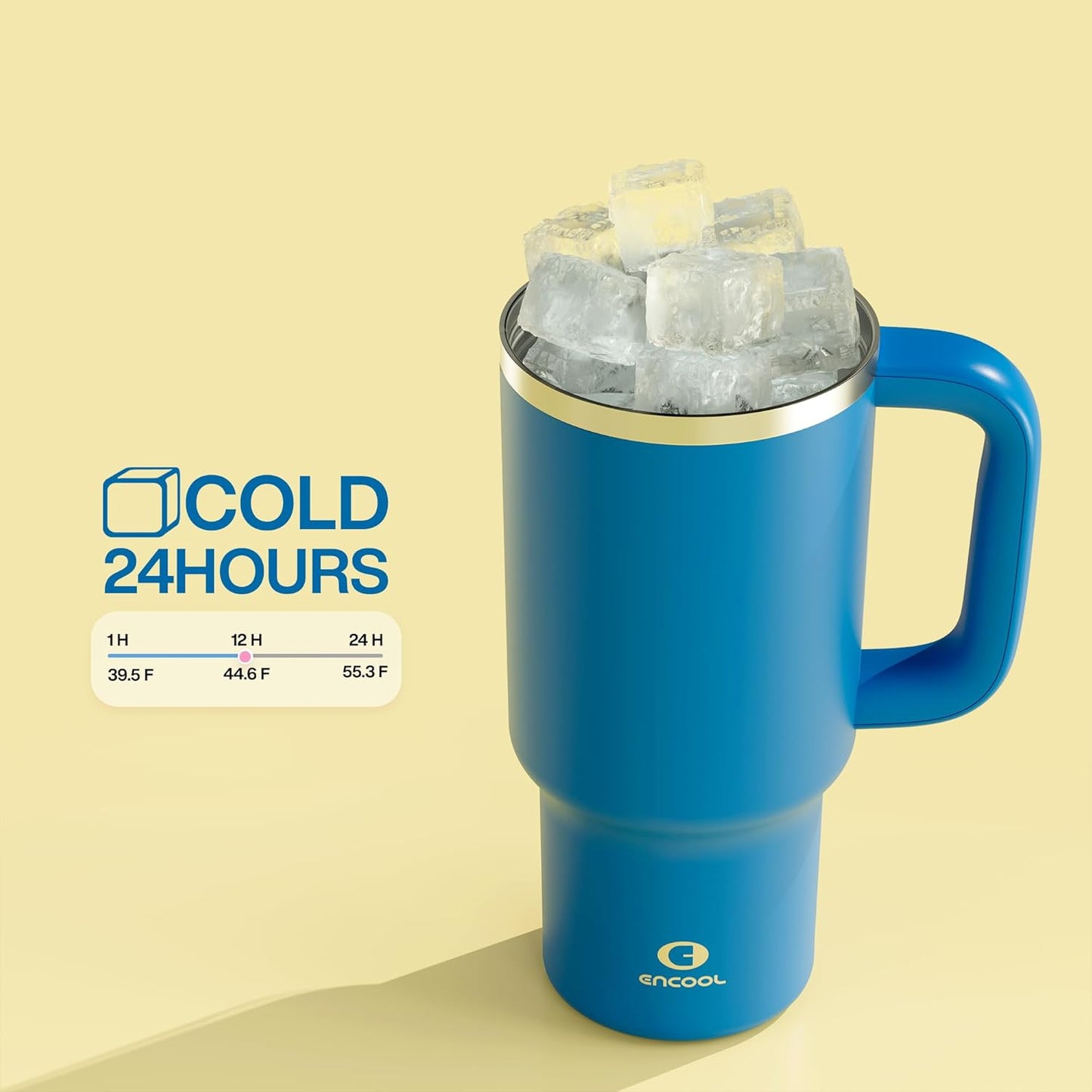 32 oz Tumbler with Handle and Straw: Stainless Steel Insulated Tumbler Keeps Cold for 24 Hours, Leakproof Travel Cup Fits in Cup Holder and BPA-Free,Celtic Blue