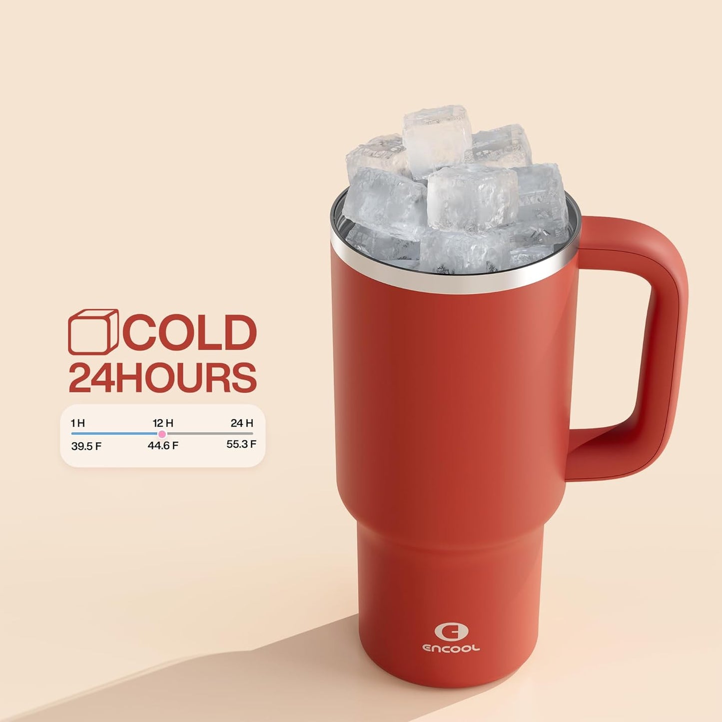 32 oz Tumbler with Handle and Straw: Stainless Steel Insulated Tumbler Keeps Cold for 24 Hours, Leakproof Travel Cup Fits in Cup Holder and BPA-Free,Medium Carmine