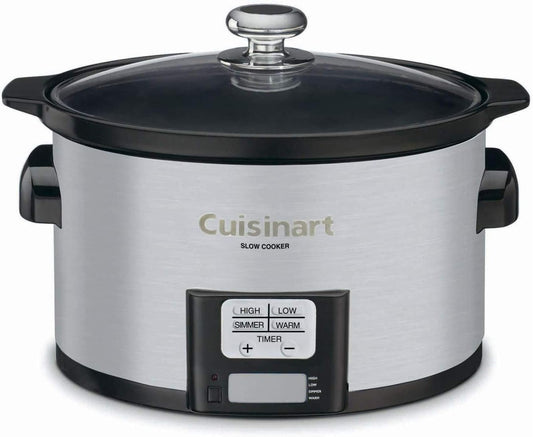 Cuisinart PSC-350 3-1/2-Quart Programmable Slow Cooker, Silver, 9-1/2 in H x 9.1 in W x 12.67 in L