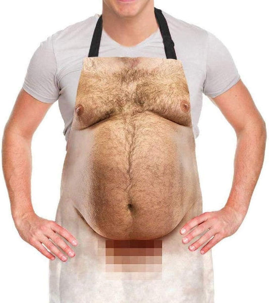 Funny Men Cooking Grilling Aprons Belly BBQ Funny Gag Gifts for Christmas, White Elephant Gift Exchange
