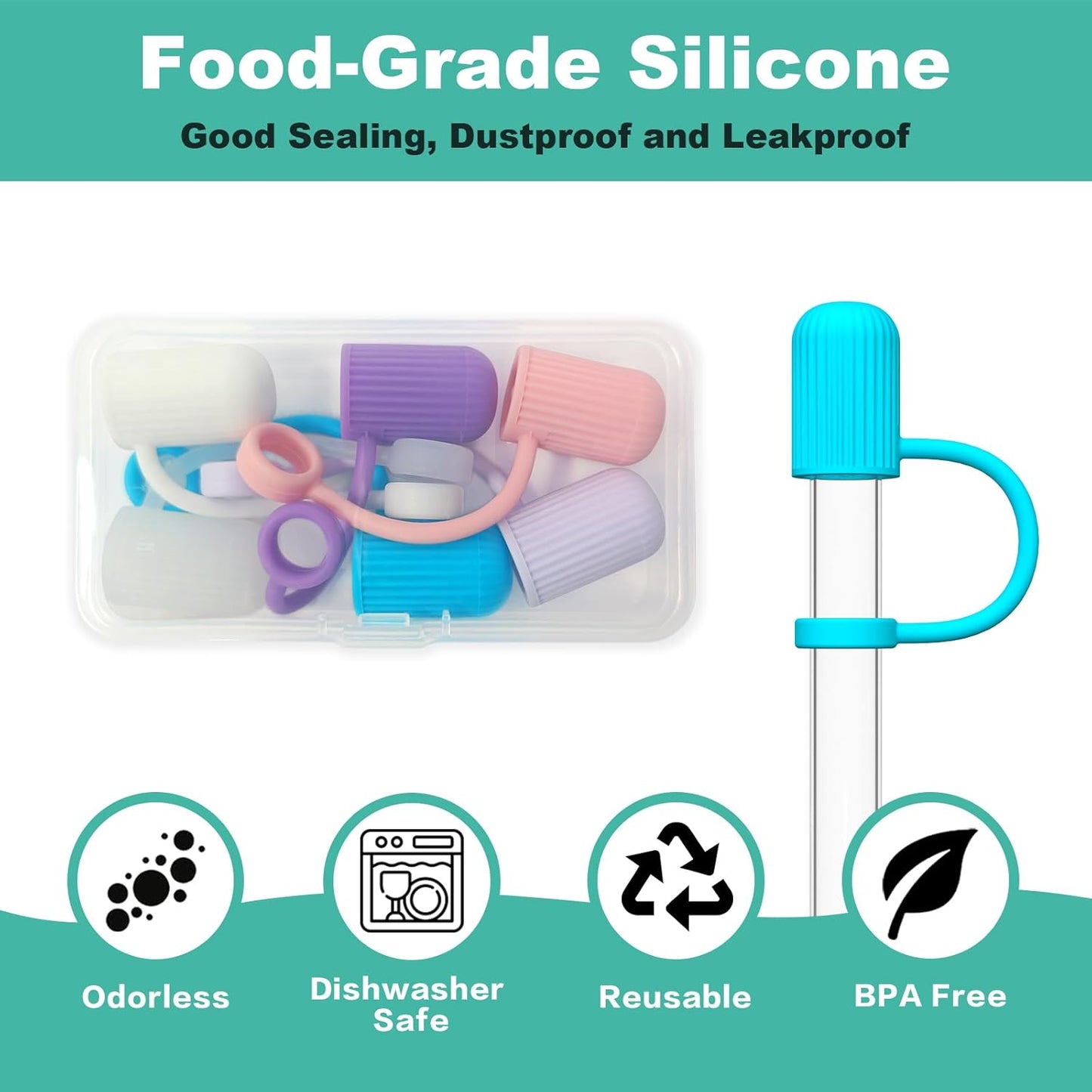 Adjustable Straw Cover Cap for Stanley, and Compatible with Simple Modern|Yeti|Hydro Flask|Reduce|Owala|Beast|Hydrapeak Tumbler Straw, All Brand of 6-12mm Straw, Straw Stopper Topper Accessories