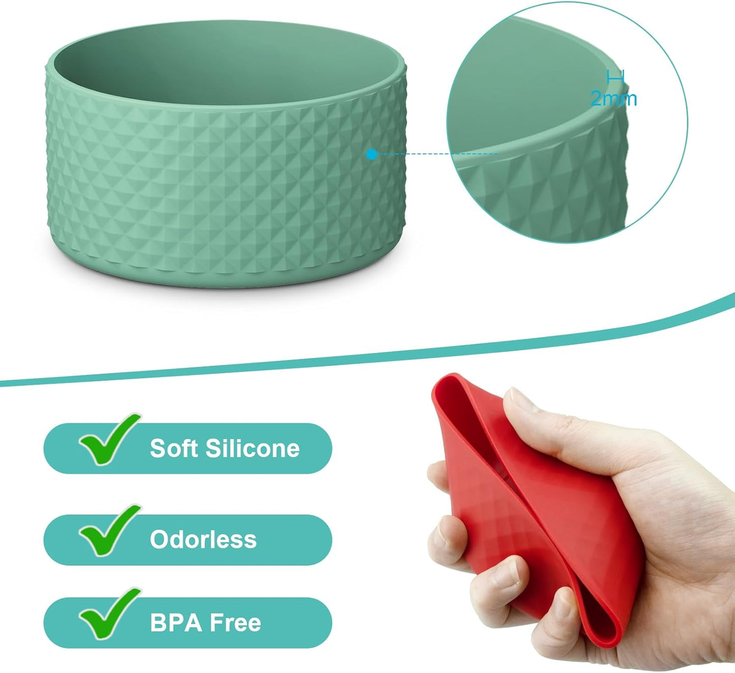 Upgrade 2PCS Protective Silicone Boot Bumper for Stanley Quencher Adventure 40oz 30oz 20oz Tumbler, Water Bottle Bottom Sleeve Cover Accessories for Stanley Mug Cup(Gray Green)