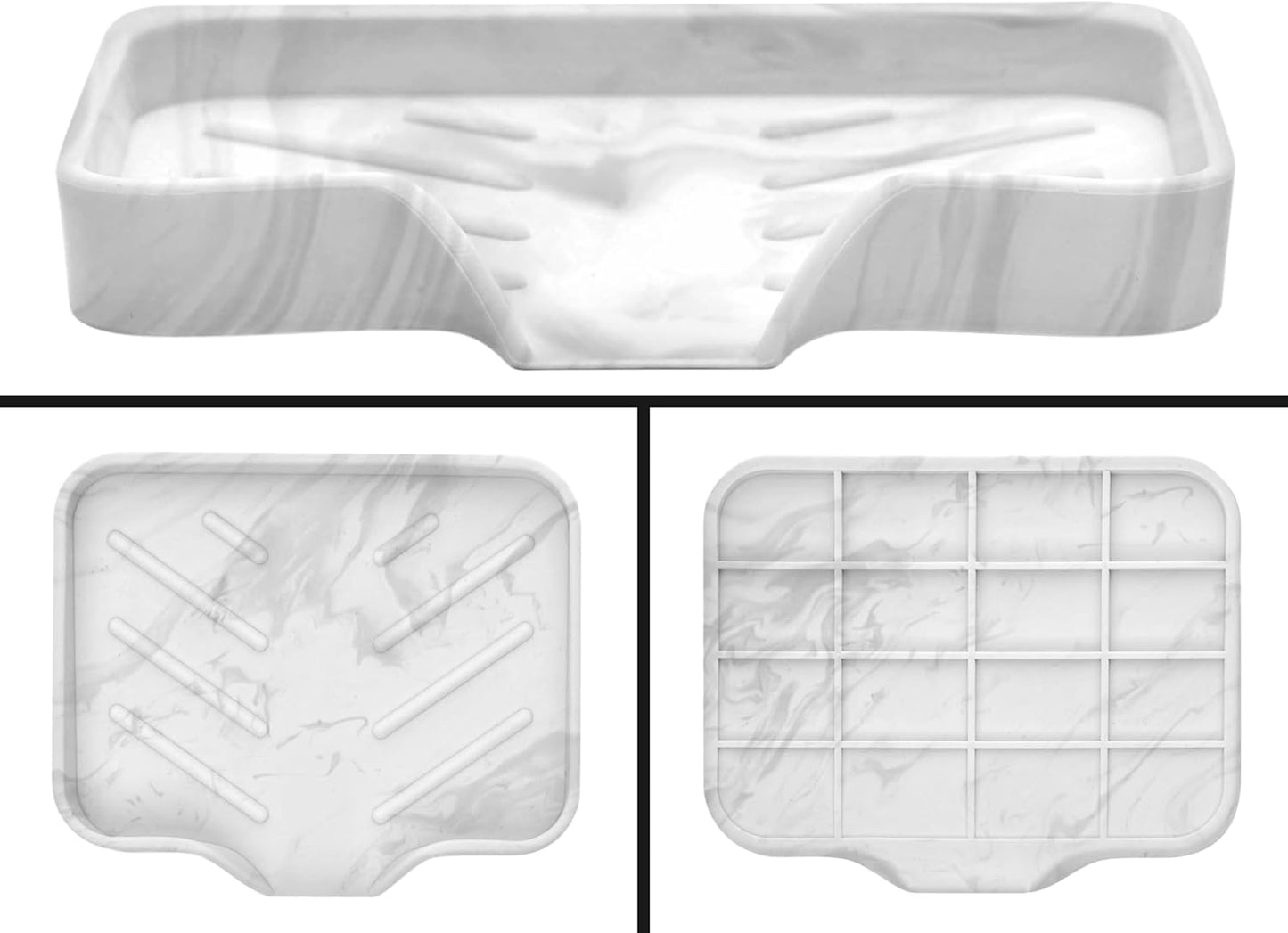 Marble Silicone Soap Dish Tray, Self Draining Soap Holder for Bar Soap, Silicone Soap Tray with Drainage, Soap Dishes for Bar Soap, Soap Bar Holder, Dish Soap Tray for Kitchen Counter