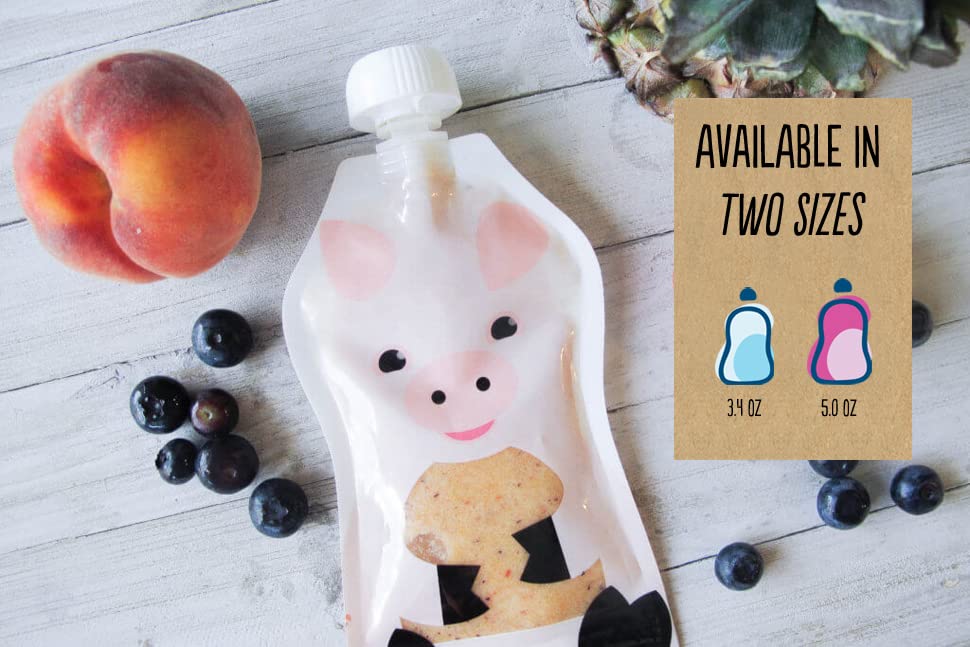 Squooshi Reusable Baby Food Pouches for Toddlers | BPA Free Plastic, Food Safe, Freezer Safe | Refillable for Applesauce Yogurt & Puree Squeeze Pouch | 6 Pack | 3.4 oz