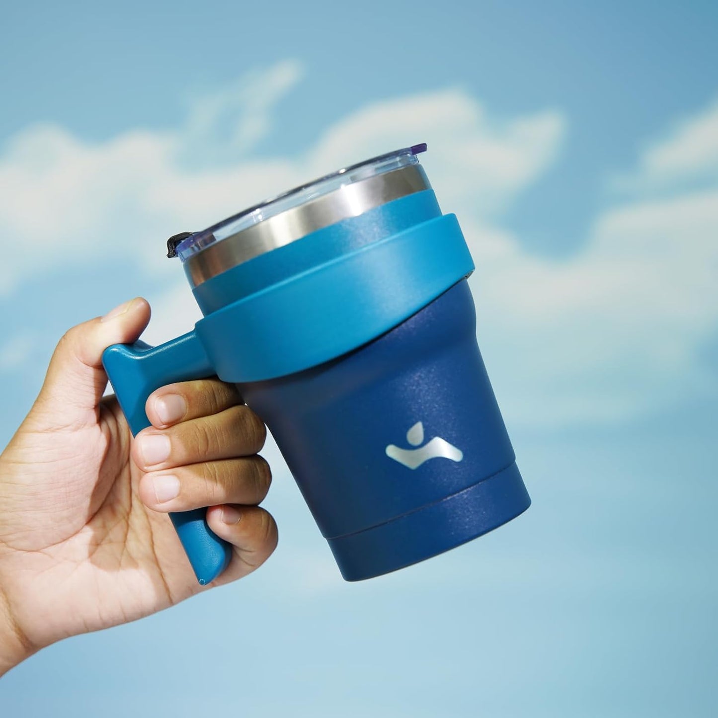 10 oz Tumbler with Handle and 2 Straw 2 Lid, Insulated Water Bottle Stainless Steel Vacuum Cup Reusable Travel Mug,Indigo Black