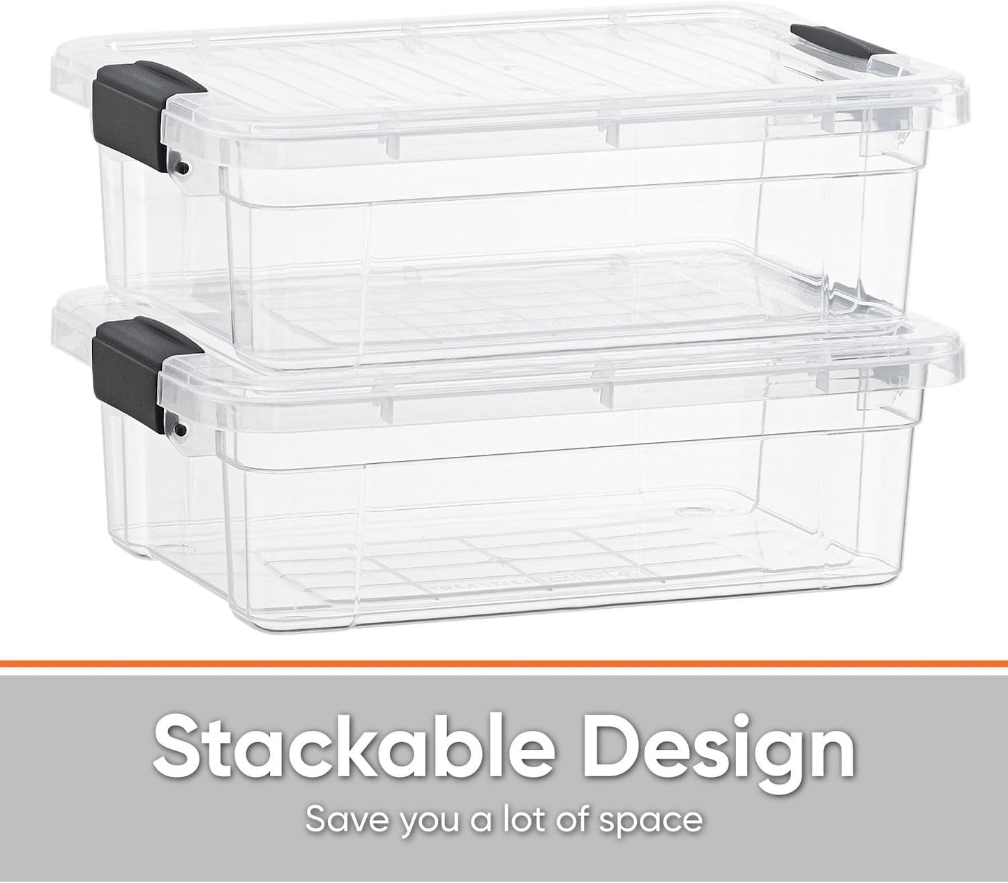 Superio Clear Storage Boxes with Lids, 1.27 Quart Plastic Container Bins for Organizing, Stackable Crates, BPA Free, Non Toxic, Odor Free, Organizers for Home, Office and Dorm