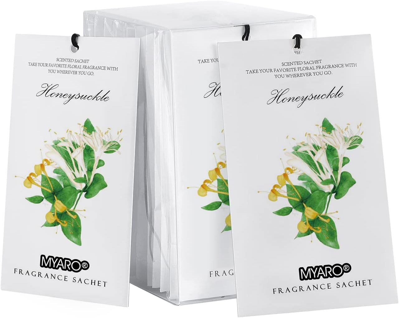 MYARO 12 Packs Honeysuckle Scented Sachets for Drawer and Closet, Long Lasting Air Freshener Fresh Scents Potpourri Bags Home Fragrance for Room Car Small Space