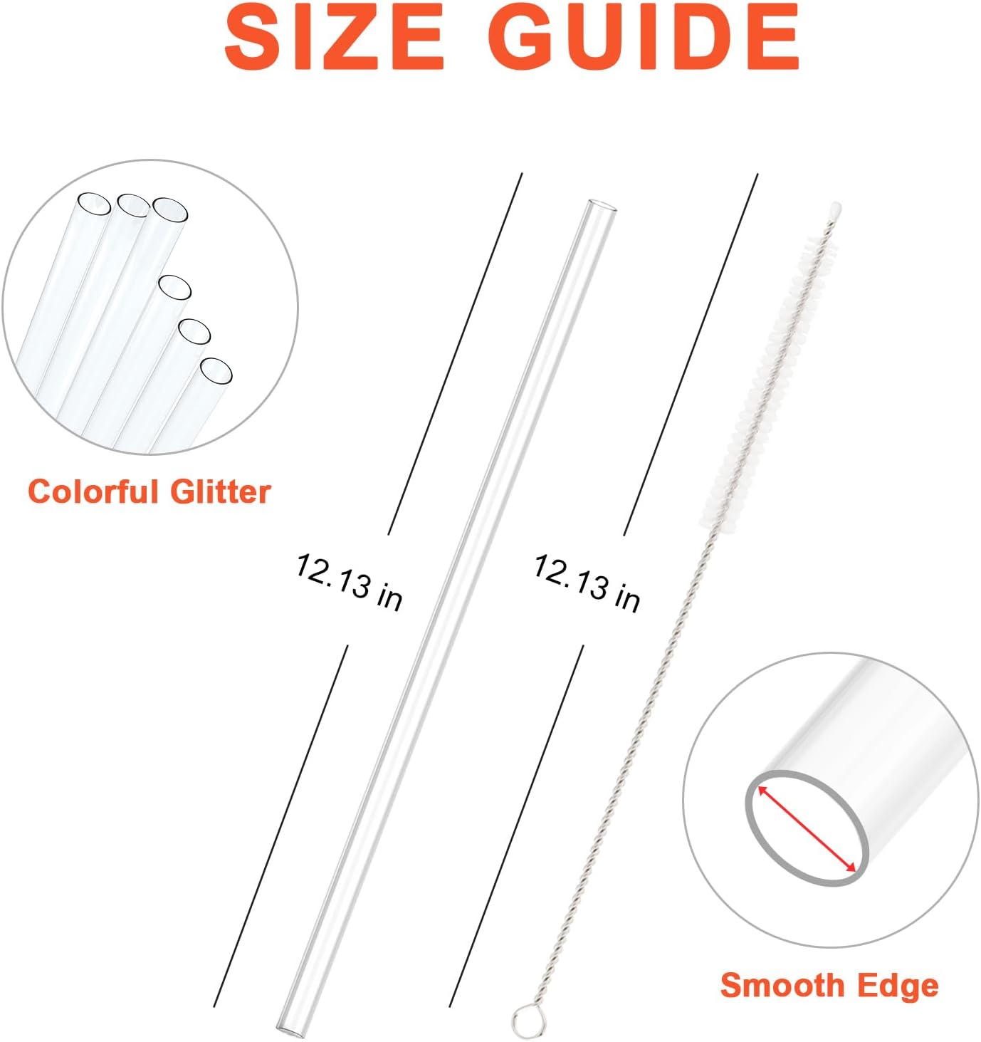 Dishwasher Safe Replacement Straw for Stanley Cup 64oz 40oz 30oz, 12 Pcs Reusable Long Clear Straw with Clear Brush for Stanley Cup Accessories, BPA Free