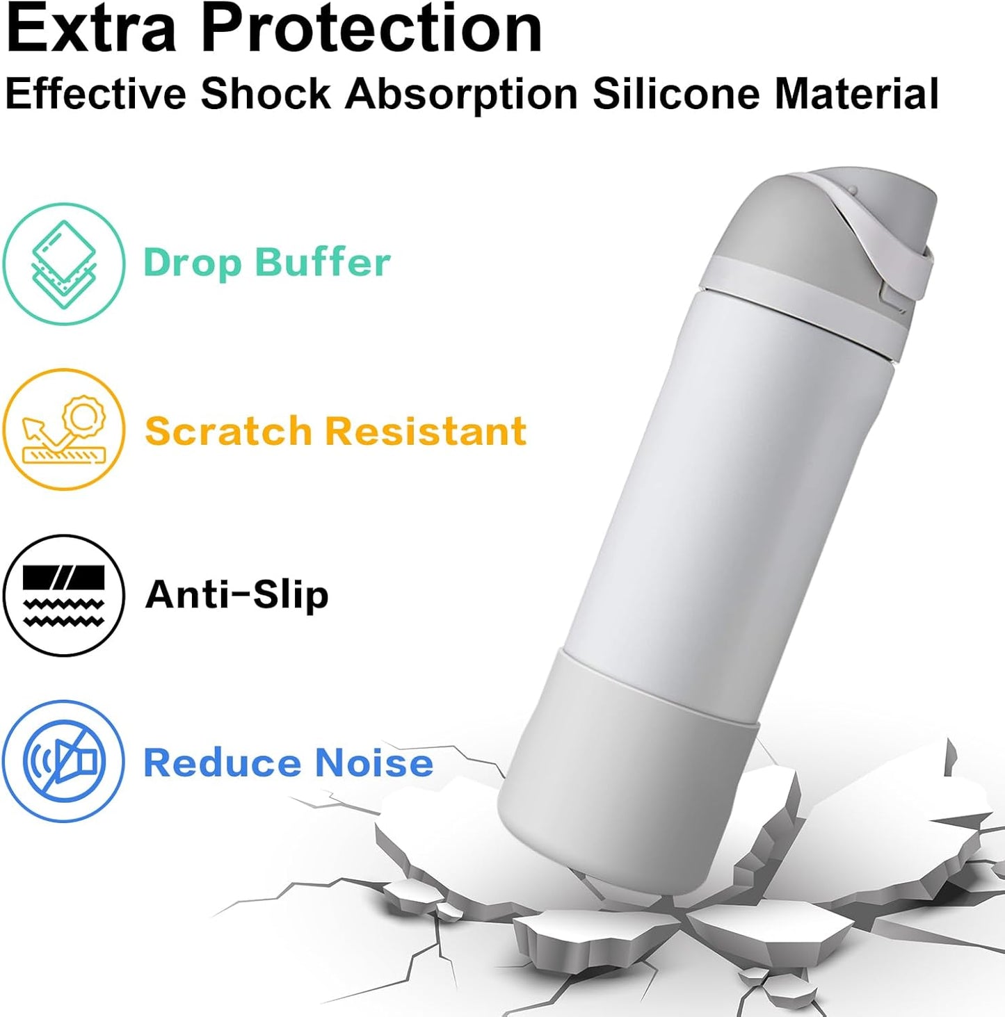 2PCS Silicone Water Bottle Boot for Owala 24oz 32oz 40oz, Protective Bottom Bumper Anti-Slip Sleeve for FreeSip, Twist, and Flip Stainless Steel Bottles, Dishwasher Safe and BPA Free