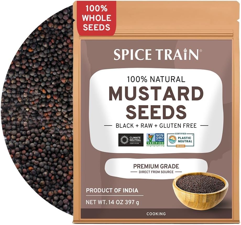 Black Mustard Seeds (397g/14oz), Gluten free, 100% Raw, Sourced from India, Packed in Resealable Zip Lock Pouch