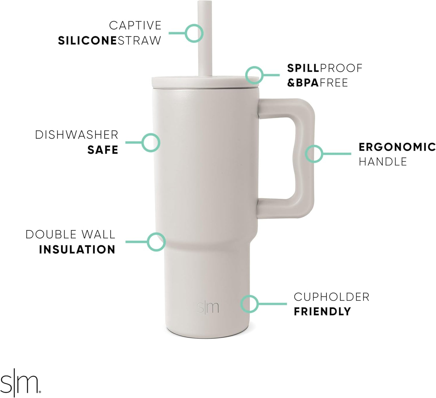 Simple Modern Kids 24 oz Tumbler with Handle and Silicone Straw Lid Spill Proof and Leak Resistant Reusable Stainless Steel Bottle Gift for Kids Boys Girls Trek Collection Almond Birch (Pack of 12)