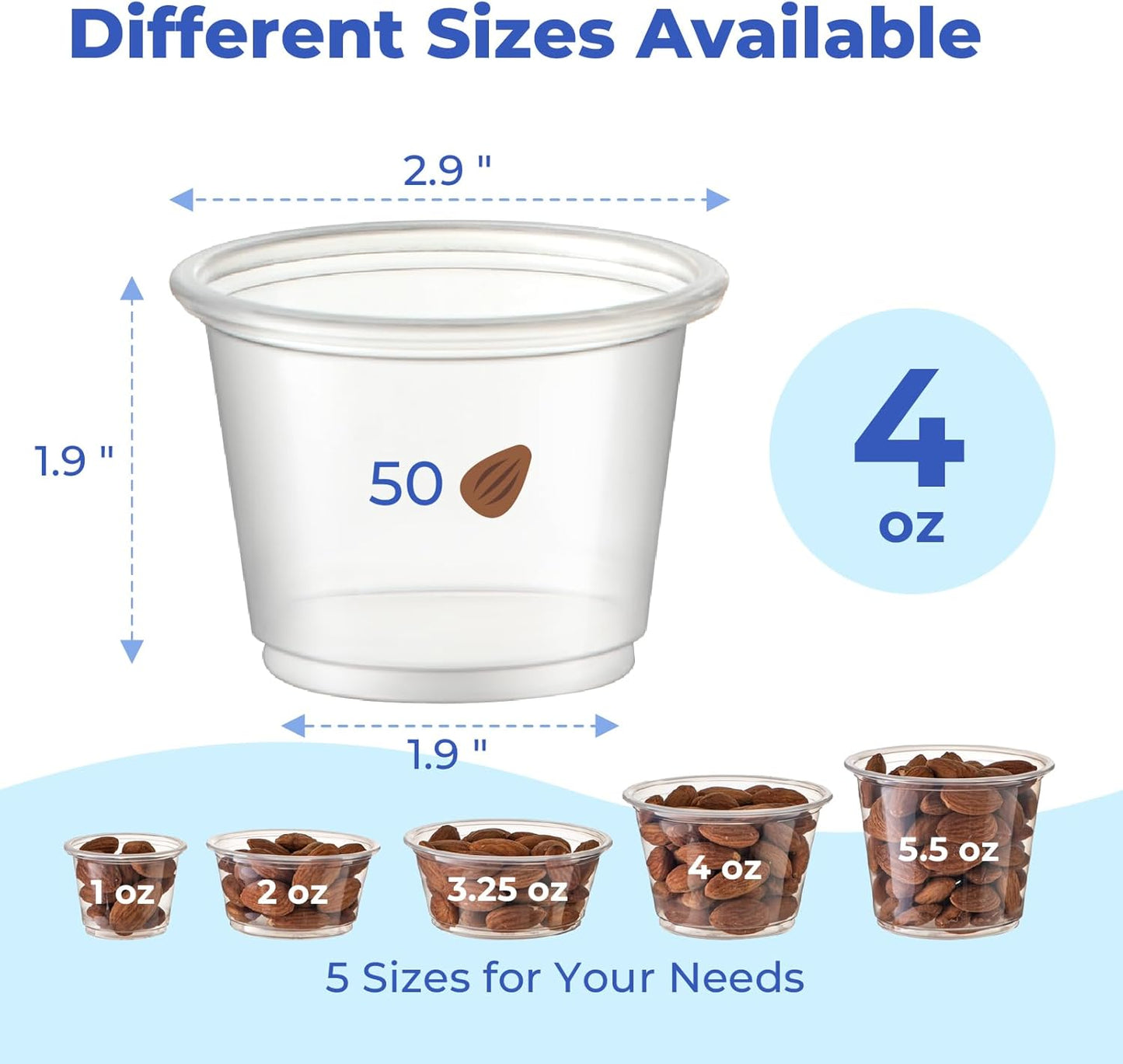 Fit Meal Prep 1250 Pack 4 oz Jello Shot Cups with Lids, Disposable Souffle Portion Cups for Sauce