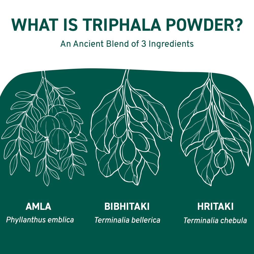 HANDPICK Triphala Powder (397g/14oz) Non GMO, Gluten Free, 100% Raw, Sourced from India, Herbal Formula of Amla, Haritaki, Bibhitaki, Packed in Resealable Zip Lock Pouch