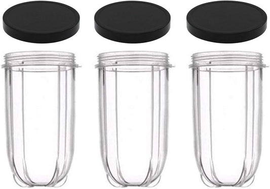 16oz Cups 6 Piece Set - 3 Replacement Cups WITH LIDS for Magic Bullet Blender LIDS INCLUDED