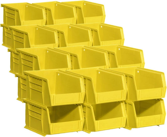 Akro-Mils Storage Bins 30210, Plastic | Stackable | Hanging Design | 5" x 4" x 3" | Yellow | Pack of 24