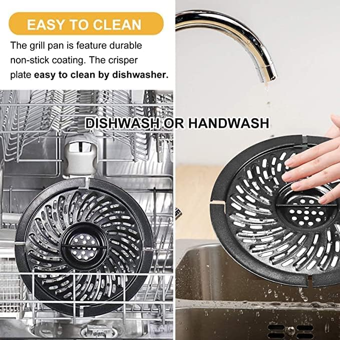 Round Air Fryer Replacement Grill Pan for 2QT Dash Air Fryers, Upgraded Double-layer Nonstick Coating Air Fryer Grill Crisper Plate Tray Grate Rack for 2QT Chefman/PowerXL/Bella Air Fryers