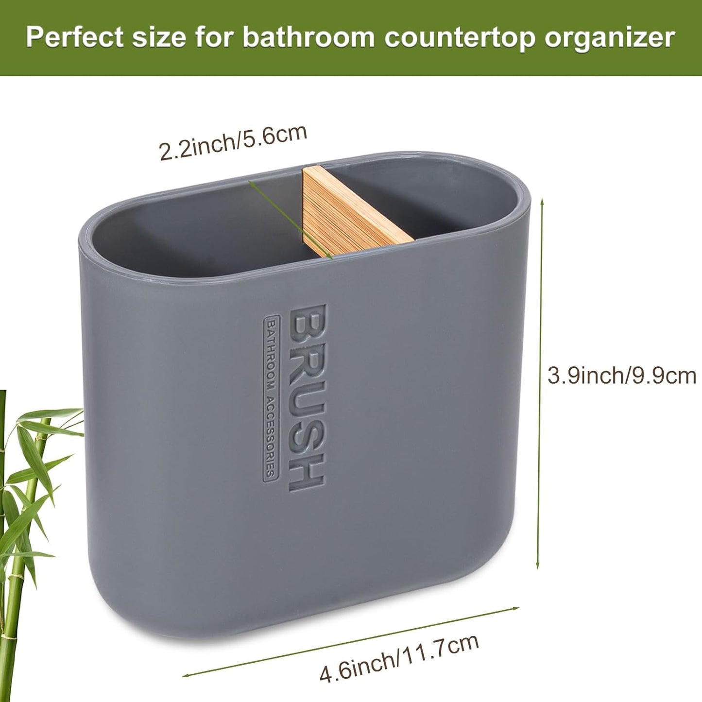 Toothbrush Holders Bamboo Electric Toothbrush Holder Bathroom Storage Organizer Countertop for Toothpaste, Floss, Razor, Grey