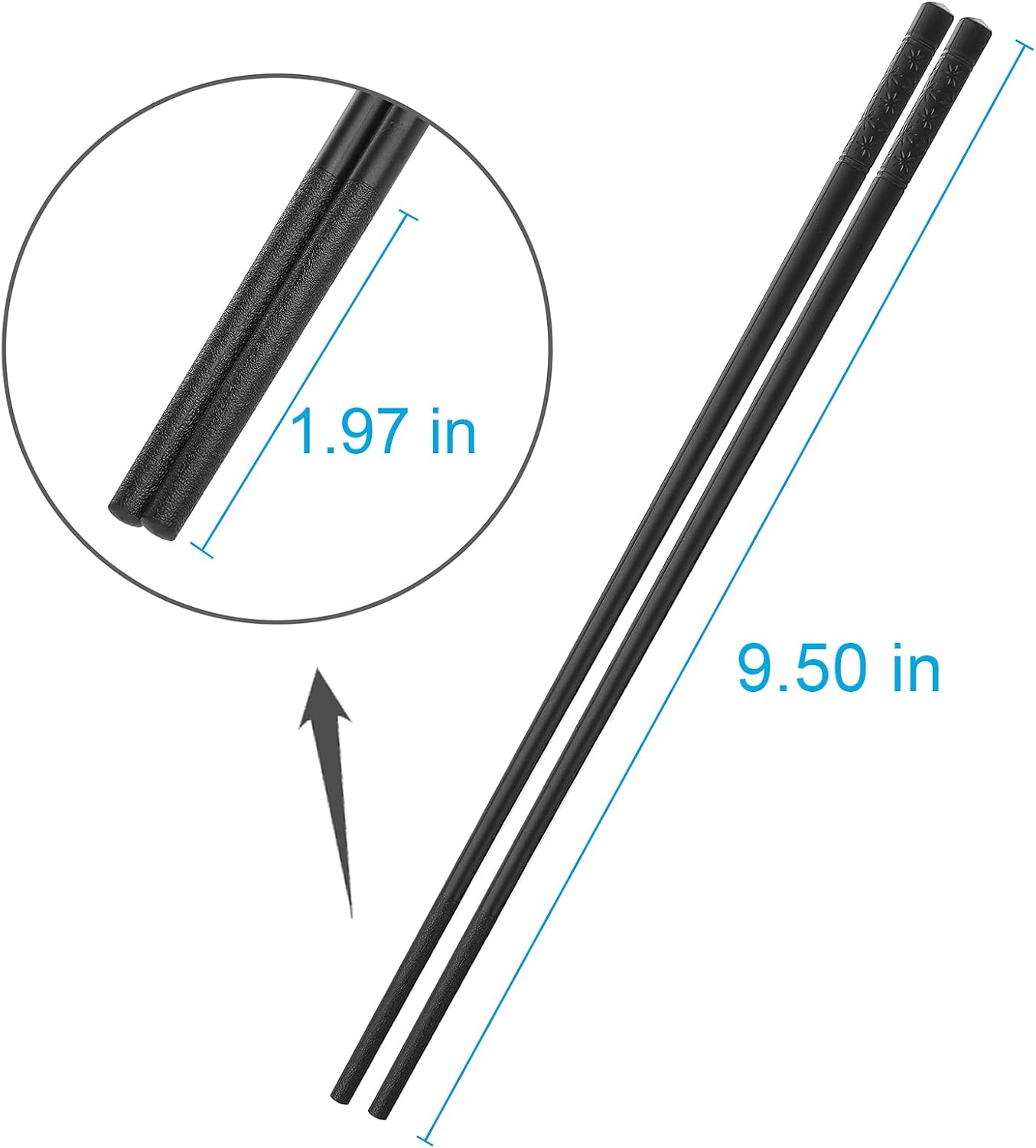 10 Pairs Fiberglass Chopsticks Family Set, ONEHERE Reusable Chinese, Japanese, Korean Chop sticks, Dishwasher Safe, Non-slip, for Sushi, Noodles, Food, Hotpot& Cooking, 9.5 inches, Classic Black