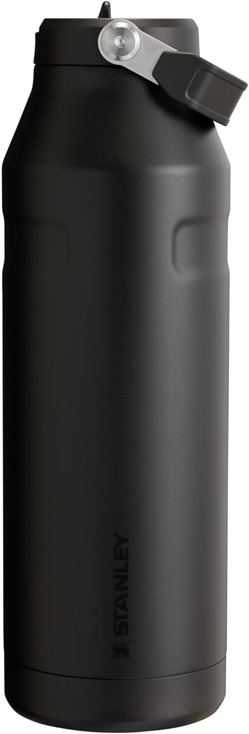 STANLEY IceFlow Flip Straw 2.0 Water Bottle 50 OZ | Built-In Straw with Larger Opening | Lightweight & Leak-Resistant | Insulated Stainless Steel | BPA-Free | Black 2.0