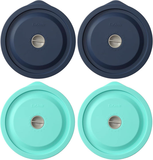 Replacement Lids for Pyrex 7201-PC 4 Cup, Silicone Round Storage Cover Lid for Anchor Hocking Glass Bowl 4 Pack with Date Mark