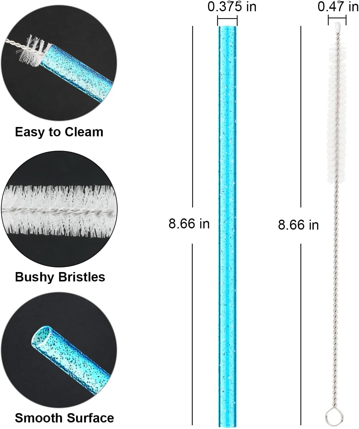 Replacement Straw for Stanley 14 oz 20 oz Cup Tumbler, 6 Pack Long Reusable Color Straws with Cleaning Brush, Dishwasher Safe, Plastic Straws for stanley cup accessories