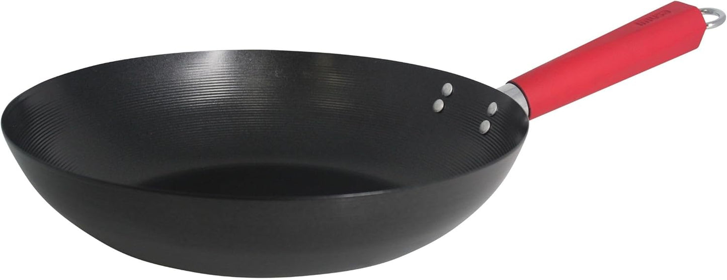 Imusa USA Inch, Red PAN-10046 12" Nonstick Carbon Steel Wok, Handle