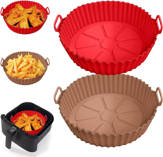 Silicone Air Fryer Liners for Ninja Air Fryer AF101 4QT AF141 AF150 AF161 5.5QT, for Ninja Foodi and Most 3 to 5 QT Airfryers, Air Fryer Oven Microwave Accessories, Better than Disposable Paper Liner