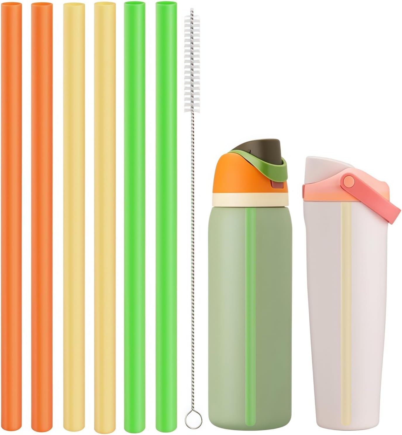 Straws Replacement Compatible with Owala Freepsip 24oz,32oz Water Bottle,Replacement Parts For Owala Free Sip Sway 30 oz,Include 6 BPA-FREE Straws and 1 Cleaning Brush