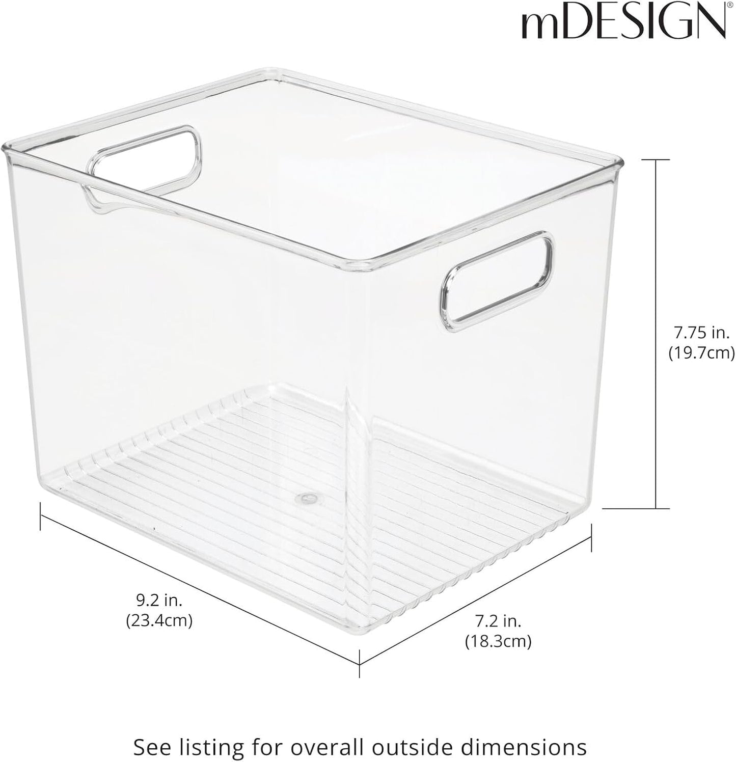 mDesign Plastic Storage Closet Organizer Bin, Container Bin for Entryway, Hallway, Bedroom, Linen, and Coat Closet - Organization for Clothing, Blankets, Toys, and Accessories, Ligne Collection, Clear
