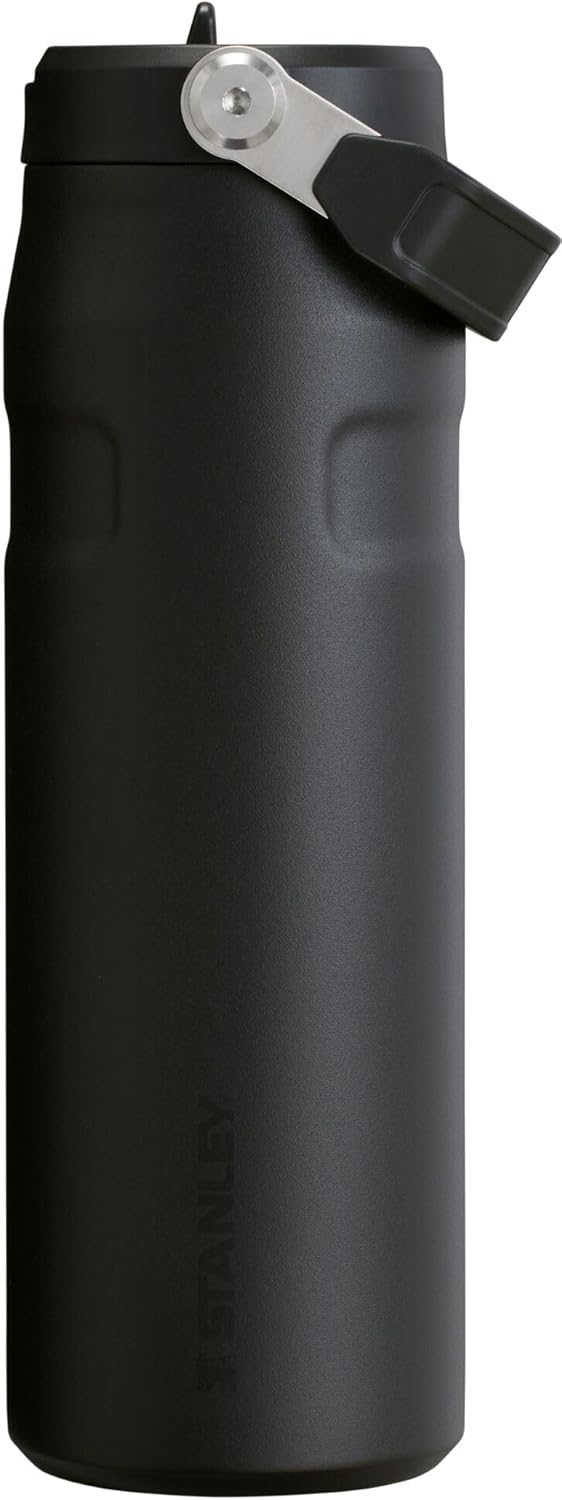 STANLEY IceFlow Flip Straw 2.0 Water Bottle 24 OZ | Built-In Straw with Larger Opening | Lightweight & Leak-Resistant | Insulated Stainless Steel | BPA-Free | Black 2.0