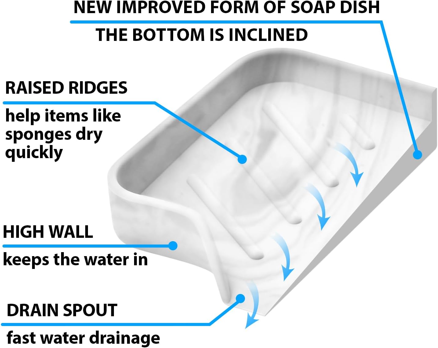 Marble Silicone Soap Dish Tray, Self Draining Soap Holder for Bar Soap, Silicone Soap Tray with Drainage, Soap Dishes for Bar Soap, Soap Bar Holder, Dish Soap Tray for Kitchen Counter