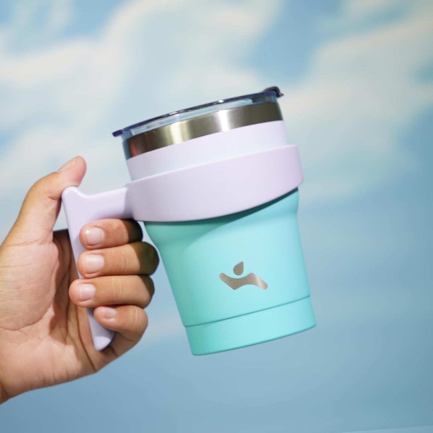 10 oz Tumbler with Handle and 2 Straw 2 Lid, Insulated Water Bottle Stainless Steel Vacuum Cup Reusable Travel Mug, Lavender Green