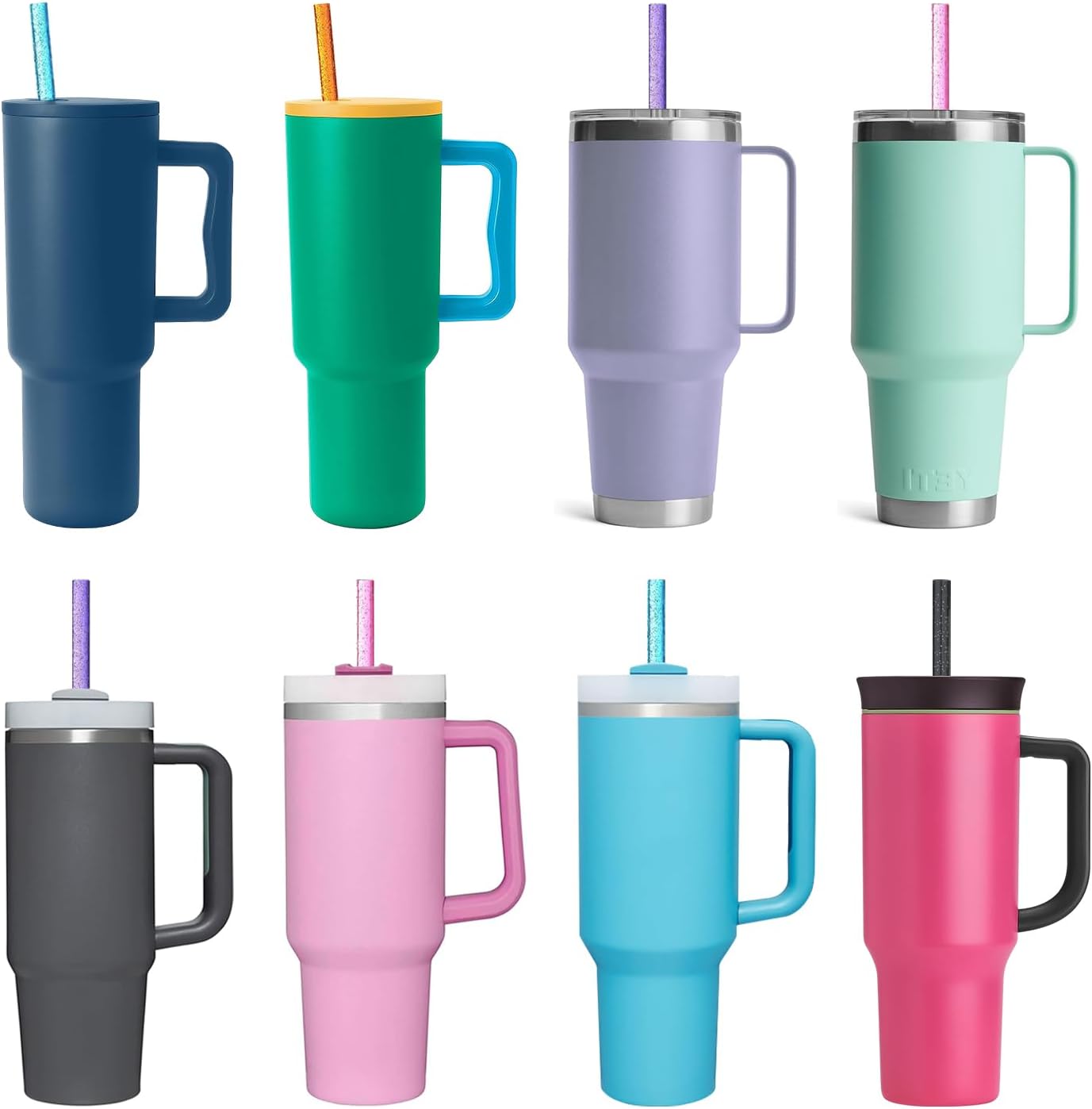 Replacement Straw for Stanley Cup 40 oz 30 oz 64 oz Tumbler, 10 Pack Long Reusable Color Straws with Cleaning Brush, Dishwasher Safe, Plastic Straws for stanley cup accessories