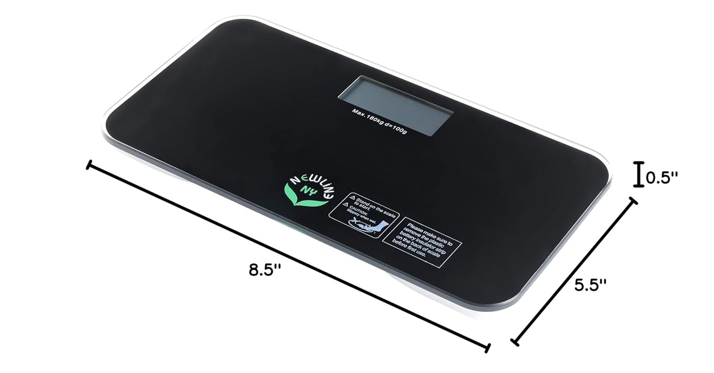 NewlineNY SBB0718M-NYBK Step-On Mini Travel Bathroom Scale, Cool Black