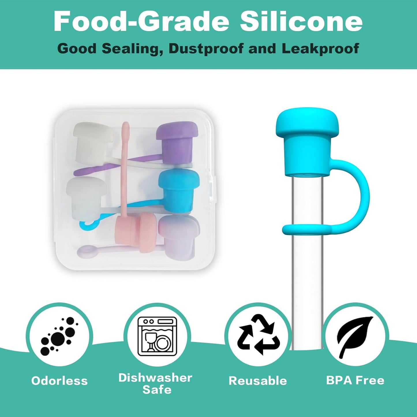 Adjustable Straw Cover Cap for Yeti, and Compatible with Simple Modern|Stanley|Hydro Flask|Reduce|Owala|Beast|Hydrapeak Tumbler Straw, All Brand of 6-12mm Straw, Straw Stopper Topper Accessories