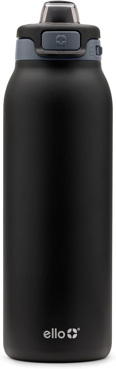 Ello Pop & Fill Stainless Steel Water Bottle with Quick Fill Technology, Double Walled Vacuum Insulated Metal, Leak Proof Locking Lid, Sip & Chug, BPA Free, Holiday Gift for Him Her, 22oz, 32oz, 40oz