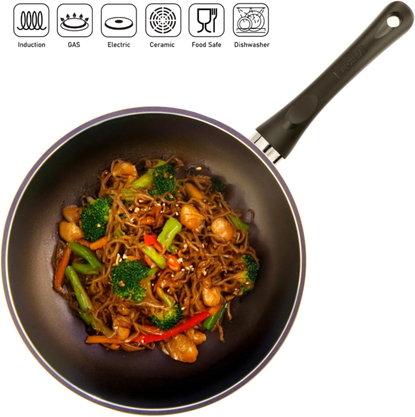 TECHEF - Art Pan Collection Wok/Stir-Fry Pan, Coated 5 times with Teflon Select Non-Stick Coating (PFOA Free) - Made in Korea (12 IN with Lid)