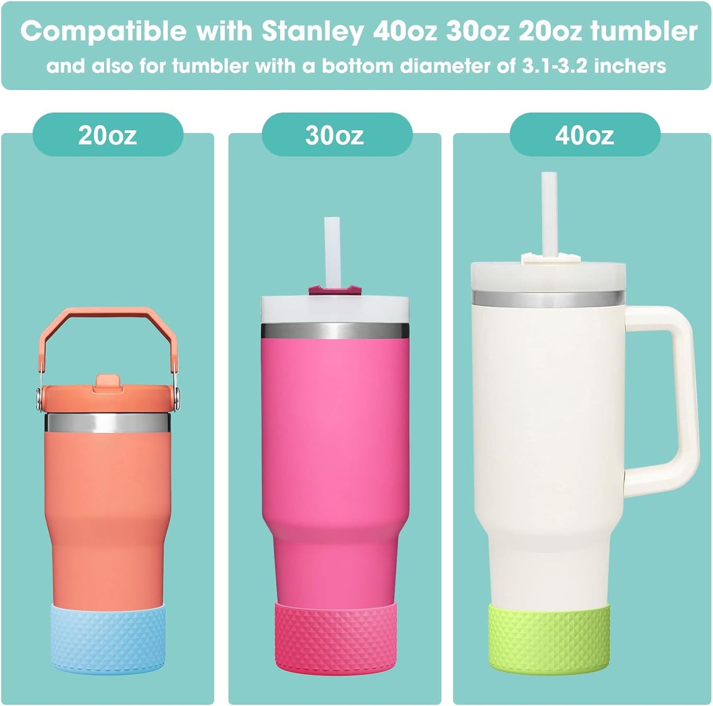 Upgrade 2PCS Protective Silicone Boot Bumper for Stanley Quencher Adventure 40oz 30oz 20oz Tumbler, Water Bottle Bottom Sleeve Cover Accessories for Stanley Mug Cup(Sea Blue)