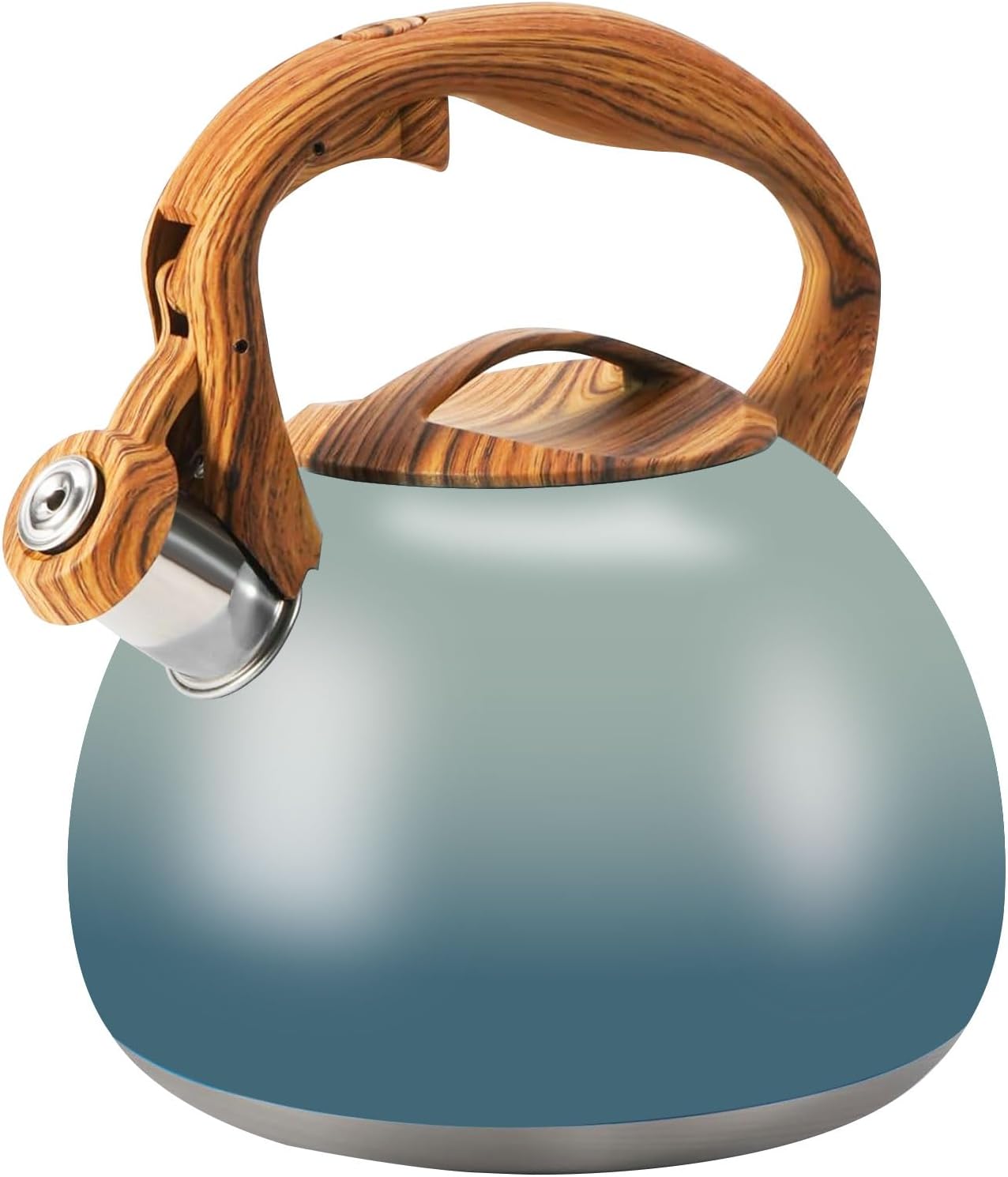 Tea Pot, 3.2Qt Tea Kettle Stovetop, Food Grade Stainless Steel Tea Kettle,Suitable for Various Heat Sources,One-Button Switch (Grayish Blue Gradient)