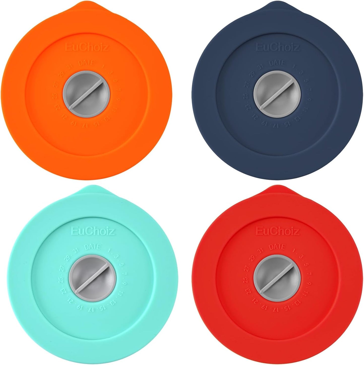 Replacement Lids for Pyrex 7202-PC 1 Cup, Silicone Round Storage Cover Lid for Anchor Hocking Glass Bowl 4 Pack with Date Mark